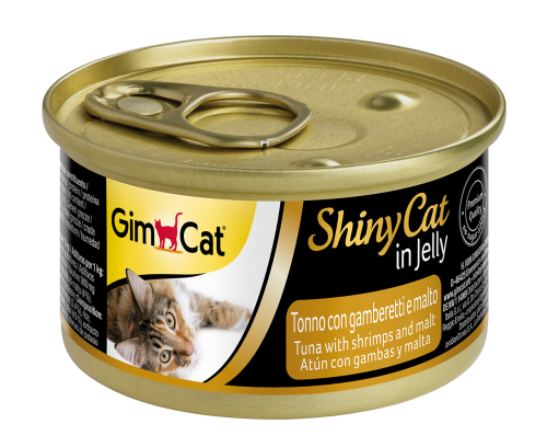 GIMCAT SHINY CAT THON CREVETTES ET ORGE  70G
