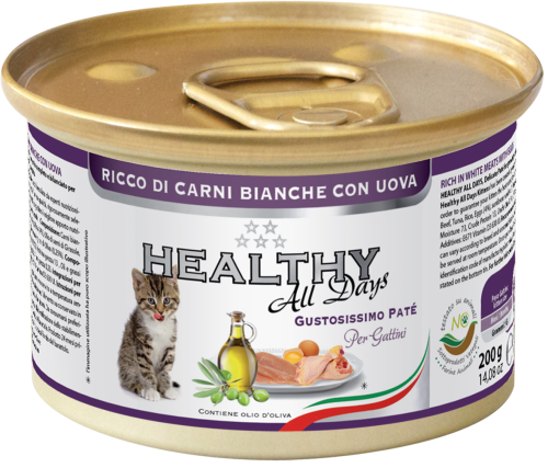 HEALTHY ALL DAYS FOR KITTENS WITH WHITE MEAT AND EGGS 200G